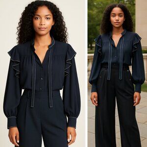 NWT Ulla Johnson Tabitha Blouse Noir Black